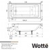 Чугунная ванна Wotte Line 150х70 с квадратными ручками (бронза)
