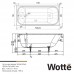 Чугунная ванна Wotte Start 150х70 с квадратными ручками (черные)