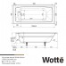 Чугунная ванна Wotte Vector 170х75 с квадратными ручками и подголовником